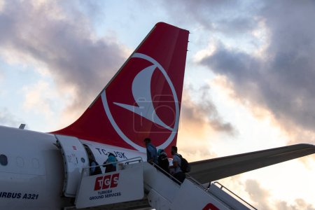 Photo for The last passengers boarding the plane of Turkish Airlines - Royalty Free Image