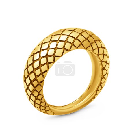 Foto de Exquisito anillo de oro amarillo tallado - Imagen libre de derechos