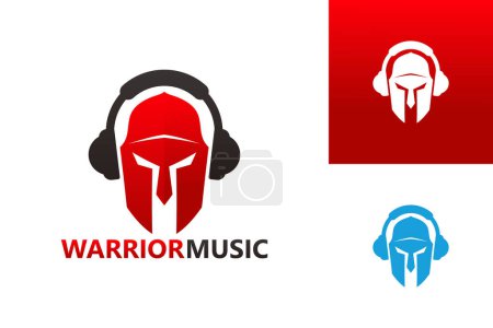 Illustration for Warrior Music Logo Template Design Vector, Emblem, Design Concept, Creative Symbol, Icon - Royalty Free Image