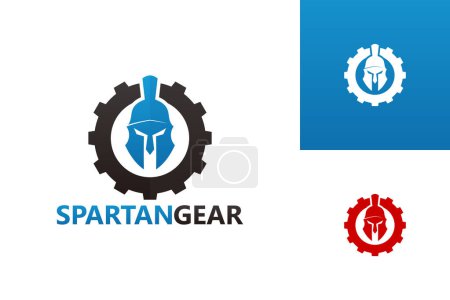 Illustration for Spartan Gear Logo Template Design Vector, Emblem, Design Concept, Creative Symbol, Icon - Royalty Free Image