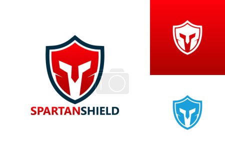 Illustration for Spartan Shield Logo Template Design Vector, Emblem, Design Concept, Creative Symbol, Icon - Royalty Free Image