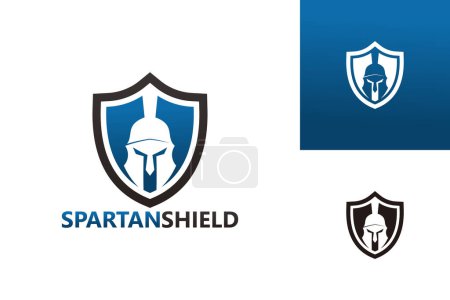Illustration for Spartan Shield Logo Template Design Vector, Emblem, Design Concept, Creative Symbol, Icon - Royalty Free Image