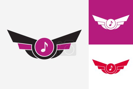 Téléchargez les illustrations : Wing Music Logo Template Design Vector, Emblem, Design Concept, Creative Symbol, Icon - en licence libre de droit