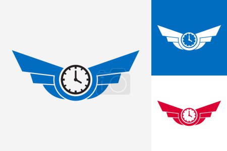 Ilustración de Wing Time Logo Template Design Vector, Emblem, Design Concept, Creative Symbol, Icon - Imagen libre de derechos