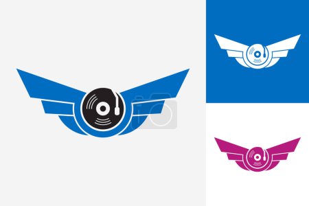 Téléchargez les illustrations : Wing Music Logo Template Design Vector, Emblem, Design Concept, Creative Symbol, Icon - en licence libre de droit