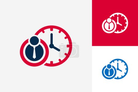 Téléchargez les illustrations : Worker Time Logo Template Design Vector, Emblem, Design Concept, Creative Symbol, Icon - en licence libre de droit