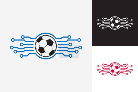 Illustration for Soccer Digital Logo Template Design Vector, Emblem, Design Concept, Creative Symbol, Icon - Royalty Free Image