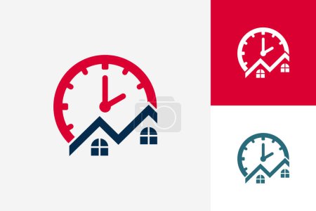 Illustration for Roof Time Logo Template Design Vector, Emblem, Design Concept, Creative Symbol, Icon - Royalty Free Image