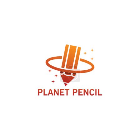 Illustration for Planet Pencil Logo Template Design - Royalty Free Image