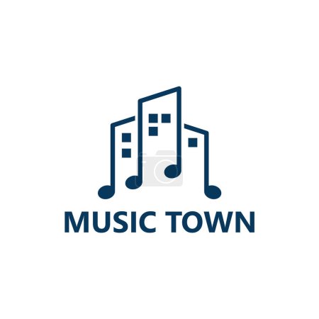 Ilustración de Music Town Logo Template Design Vector - Imagen libre de derechos