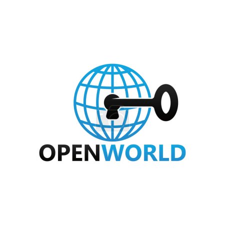 Téléchargez les illustrations : Key open world logo template design - en licence libre de droit