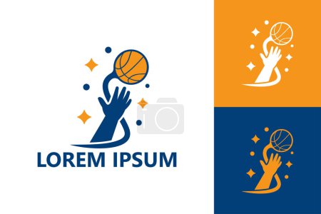 Illustration for Hand basketball logo template design vector - Royalty Free Image