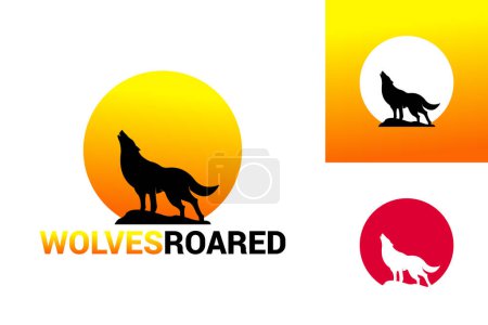 Ilustración de Lobos rugido logotipo diseño plantilla, vector de ilustración - Imagen libre de derechos