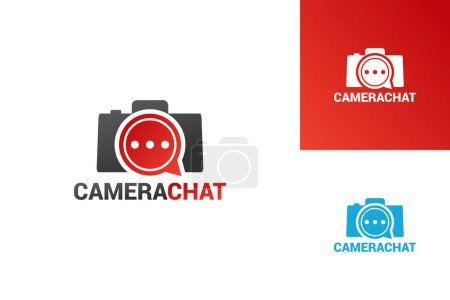 Ilustración de Cámara chat logo diseño vector plantilla - Imagen libre de derechos