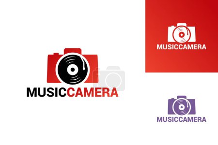 Téléchargez les illustrations : Icône de caméra de musique modèle vectoriel design logo - en licence libre de droit