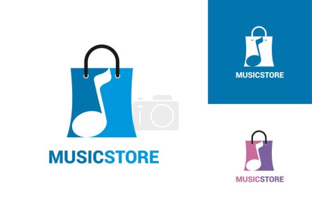 Téléchargez les illustrations : Modèle de logo magasin de musique illustration vectorielle design - en licence libre de droit