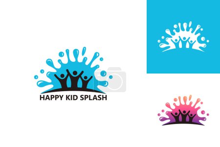 Ilustración de Happy Kid Splash Logo Template Design Vector, Emblem, Design Concept, Creative Symbol, Icon - Imagen libre de derechos