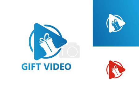 Illustration for Gift Video Play Logo Template Design Vector, Emblem, Design Concept, Creative Symbol, Icon - Royalty Free Image