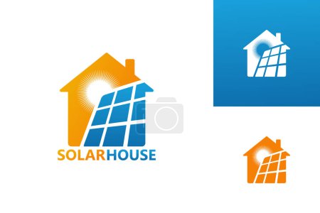 Solar Panel House Logo Template Design Vector, Emblem, Design Concept, Creative Symbol, Icon