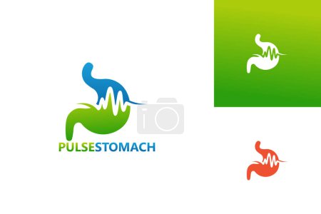 Illustration for Pulse Stomach Logo Template Design Vector, Emblem, Design Concept, Creative Symbol, Icon - Royalty Free Image