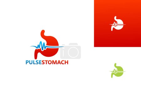 Illustration for Pulse Stomach Logo Template Design Vector, Emblem, Design Concept, Creative Symbol, Icon - Royalty Free Image
