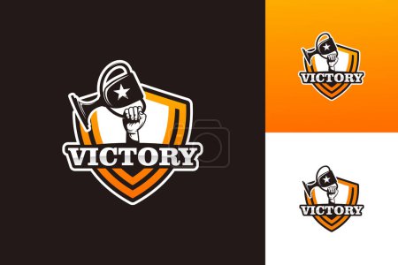 Ilustración de Victory Shield Logo Template Design Vector, Emblem, Design Concept, Creative Symbol, Icon - Imagen libre de derechos