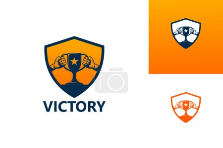Ilustración de Victory Shield Logo Template Design Vector, Emblem, Design Concept, Creative Symbol, Icon - Imagen libre de derechos