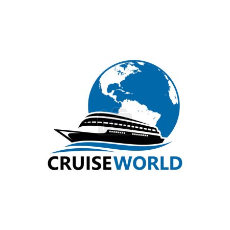 Illustration for Cruise World Logo Template Design Vector, Emblem, Design Concept, Creative Symbol, Icon - Royalty Free Image