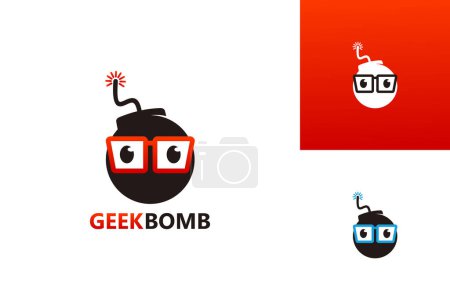 Ilustración de Geek Bomb Logo Template Design Vector, Emblem, Design Concept, Creative Symbol, Icon - Imagen libre de derechos