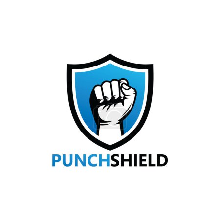 Illustration for Punch Shield Logo Template Design - Royalty Free Image