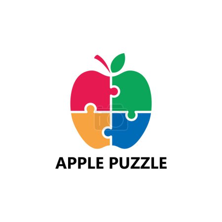 Ilustración de Apple Puzzle Logo Template Design - Imagen libre de derechos