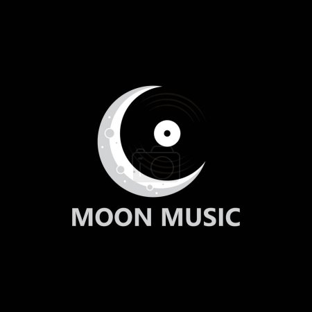 Illustration for Crescent Moon Music Logo Template Design - Royalty Free Image