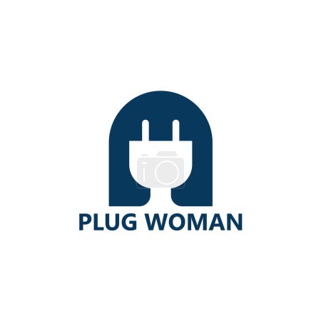 Illustration for Plug Woman Logo Template Design Vector - Royalty Free Image