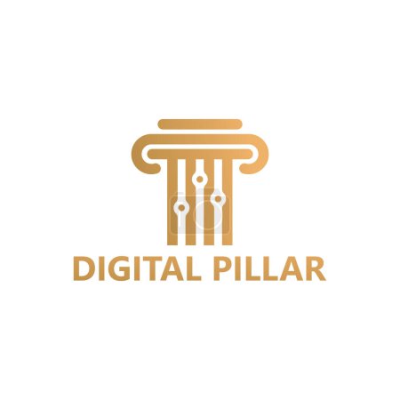 Téléchargez les illustrations : Digital pillar law logo template design - en licence libre de droit