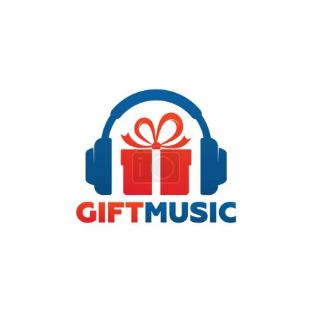 Illustration for Vector illustration of a gift music with headphones - Royalty Free Image