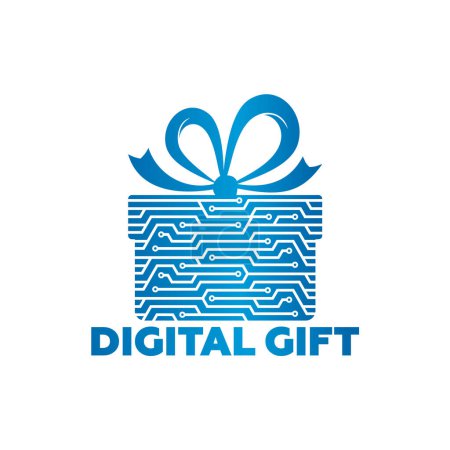 Ilustración de Digital Gift Logo Template Design Vector, Emblem, Design Concept, Creative Symbol, Icon - Imagen libre de derechos