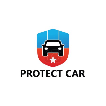 Ilustración de Protect car logo template design - Imagen libre de derechos
