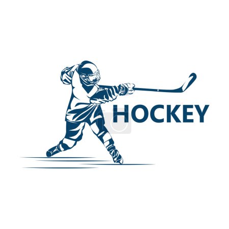 Illustration for Hockey player logo template design - Royalty Free Image