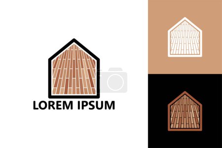 Téléchargez les illustrations : Planchers en bois et murs maison modèle de logo vecteur de conception - en licence libre de droit