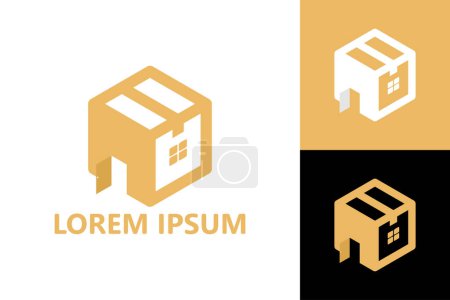 Ilustración de Cardboard box house logo template design vector - Imagen libre de derechos