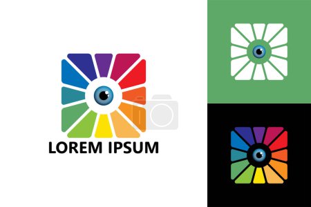 Téléchargez les illustrations : Colorful eye vision logo template design vector - en licence libre de droit