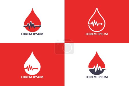 Illustration for Set of pulse blood logo template design vector - Royalty Free Image