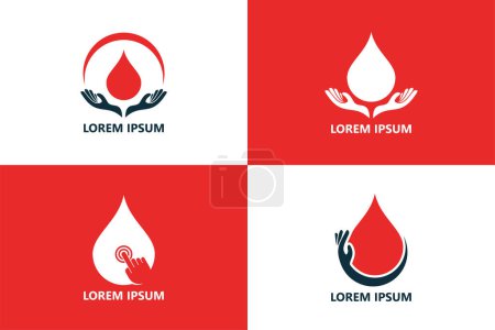 Téléchargez les illustrations : Ensemble de modèle de logo de soins du sang vecteur de conception - en licence libre de droit
