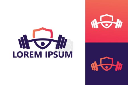 Illustration for People gym shield logo template design vector - Royalty Free Image