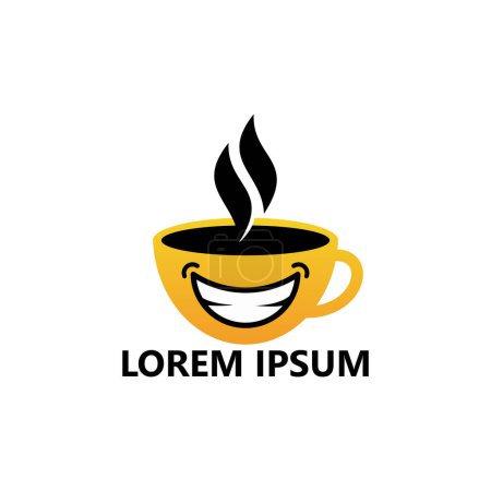 Téléchargez les illustrations : Happy coffee drink logo template design - en licence libre de droit