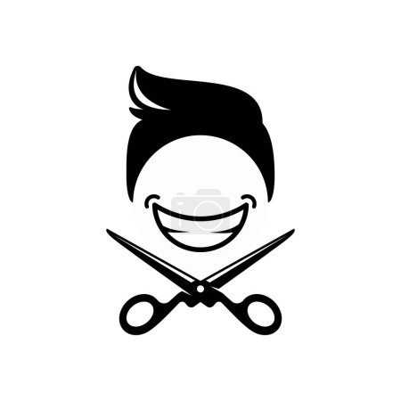 Illustration for Happy barbershop logo template design - Royalty Free Image