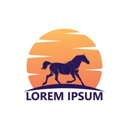 Téléchargez les illustrations : Modèle de logo cheval et lune - en licence libre de droit