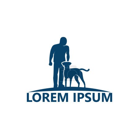 Téléchargez les illustrations : Modèle de logo homme et chien - en licence libre de droit