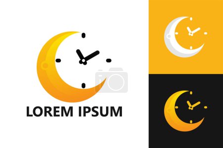 Ilustración de Luna creciente tiempo logo plantilla diseño vector - Imagen libre de derechos
