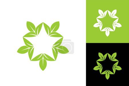 Téléchargez les illustrations : Star leaf logo template design vector - en licence libre de droit
